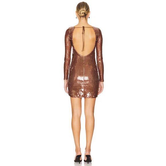 New Bardot Verona Cocktail Sequin Mini Dress in Chocolate Size 10 - Picture 4 of 12